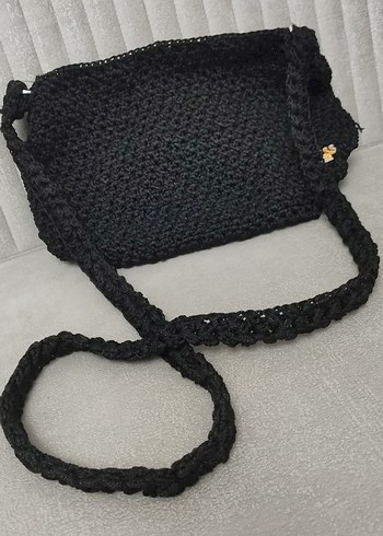 Siyah Örgü Kadın Omuz Çantası - Görsel 2