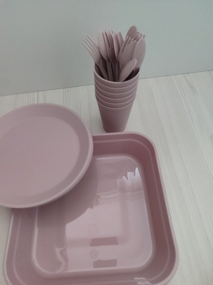 Pastel Pembe Plastik Sofra Seti - Görsel 2