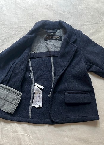 Düğmeli lacivert Erkek Çocuk Yün ceket ve gömlek - Görsel 4