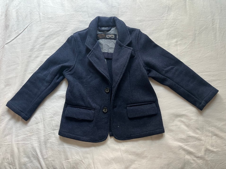 Düğmeli lacivert Erkek Çocuk Yün ceket ve gömlek - Görsel 3