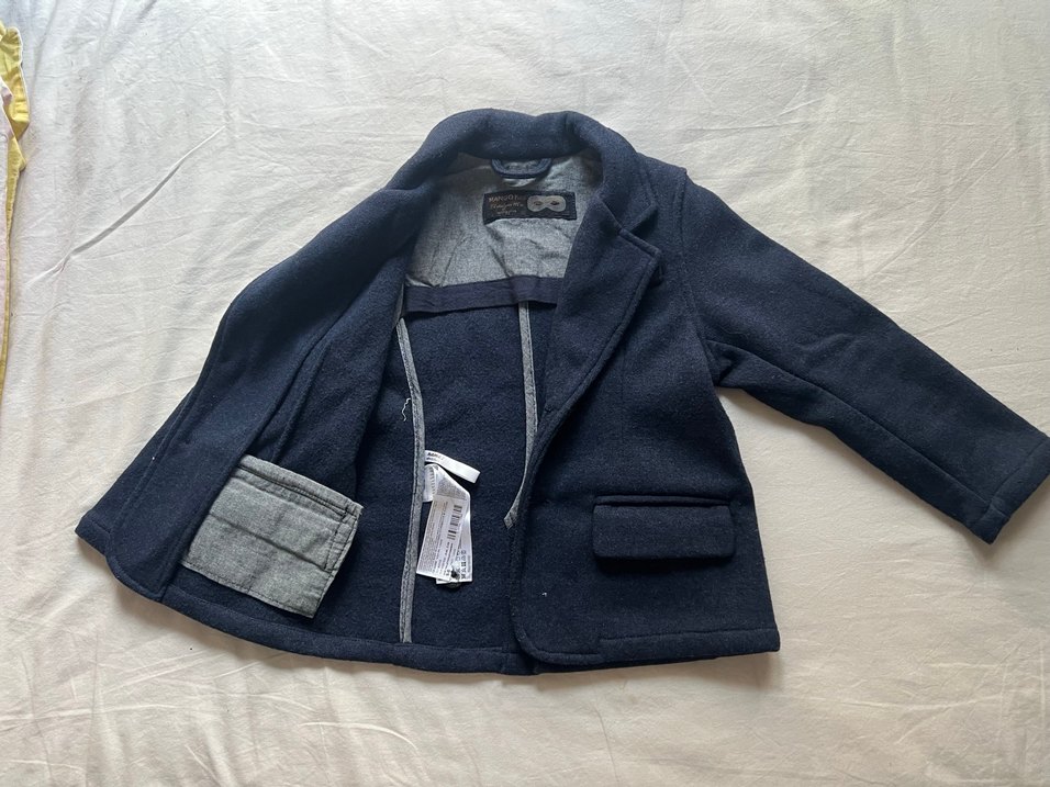 Düğmeli lacivert Erkek Çocuk Yün ceket ve gömlek - Görsel 4