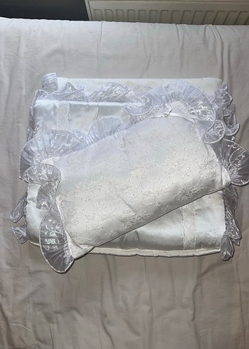 Dantel Beyaz Keten Bebek Uyku Seti - Görsel 2