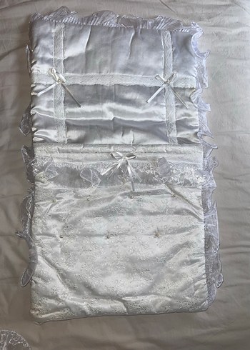 Dantel Beyaz Keten Bebek Uyku Seti - Görsel 4