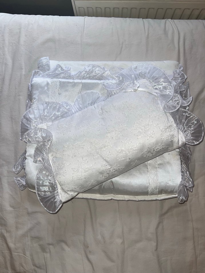 Dantel Beyaz Keten Bebek Uyku Seti - Görsel 2