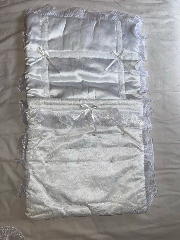 Dantel Beyaz Keten Bebek Uyku Seti - Görsel 4