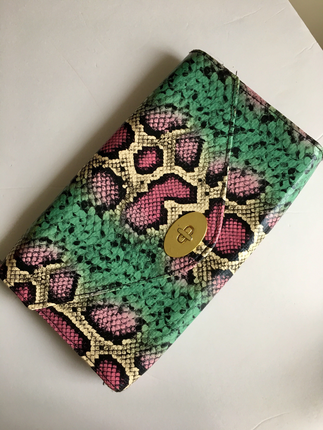 universal Beden Hm leopar desenli renkli clutch portföy çanta siyah mor yeşil tu