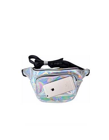 Bershka Holografik hologramlı bel çantası rainbow gümüş