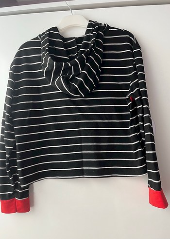s Beden kırmızı Renk Noa&noa Siyah Beyaz Çizgili Kapüşonlu Sweatshirt