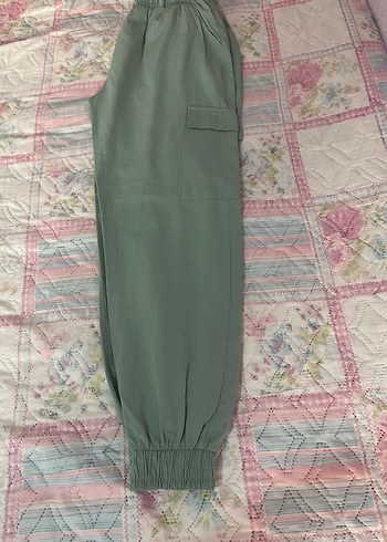l Beden yeşil Renk Mint Yeşili Kargo Cepli Lastikli Jogger Pantolon