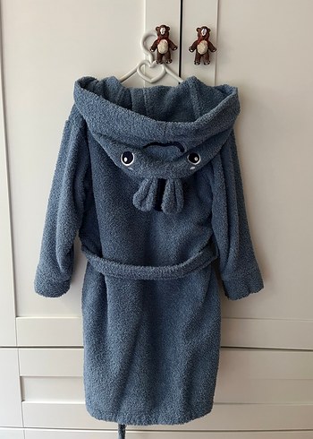 Erkek Çocuk Mavi Bornoz Kapüşonlu - Görsel 2