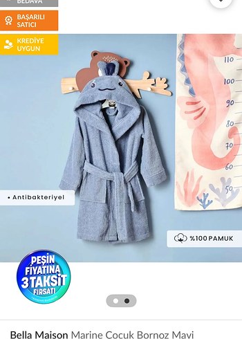 Erkek Çocuk Mavi Bornoz Kapüşonlu - Görsel 4