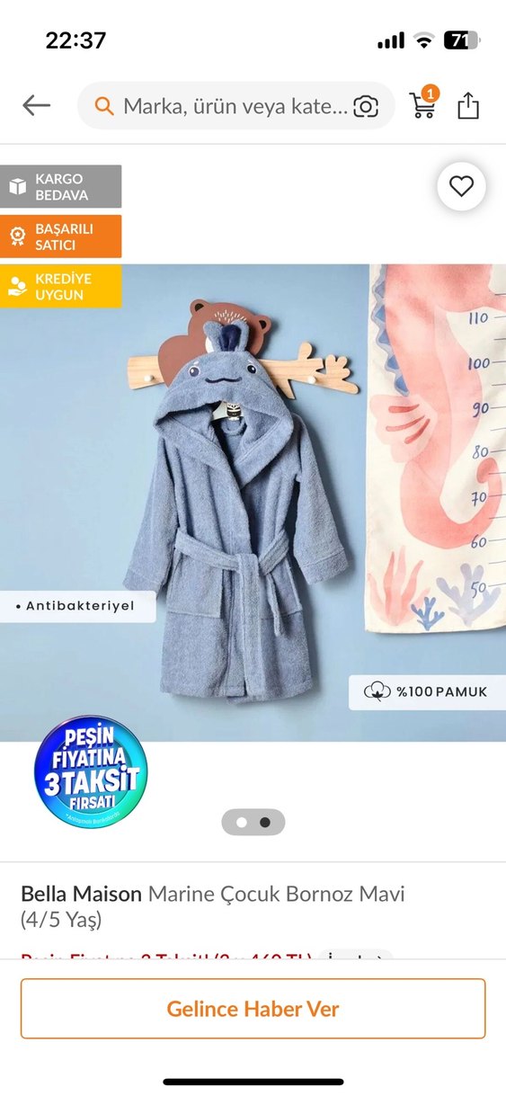 Erkek Çocuk Mavi Bornoz Kapüşonlu - Görsel 4