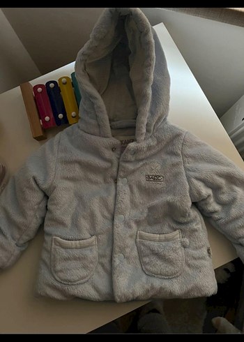 Kanz Kapüşonlu Mavi Erkek Çocuk Peluş Mont - Görsel 2