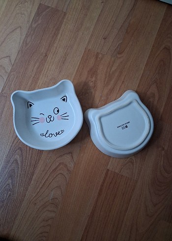 Beyaz Kedi Şeklinde Seramik Mama Kabı - Görsel 3