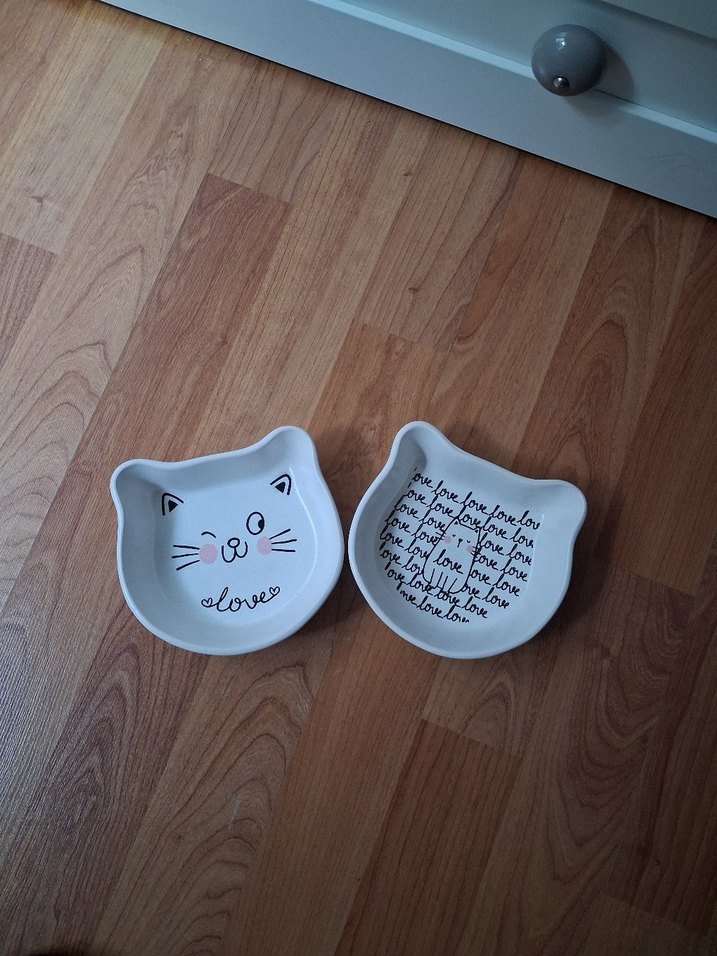 Beyaz Kedi Şeklinde Seramik Mama Kabı - Görsel 2