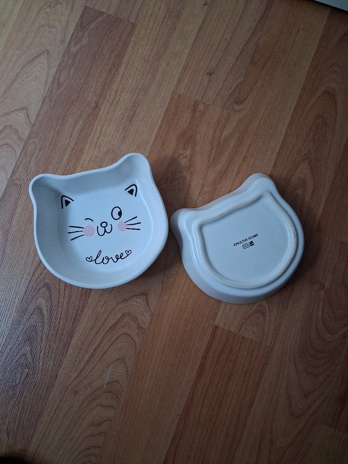Beyaz Kedi Şeklinde Seramik Mama Kabı - Görsel 3