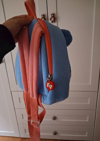 Çocuklar için renkli mavi peluş okul çantası - Görsel 3