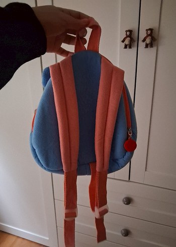 Çocuklar için renkli mavi peluş okul çantası - Görsel 2