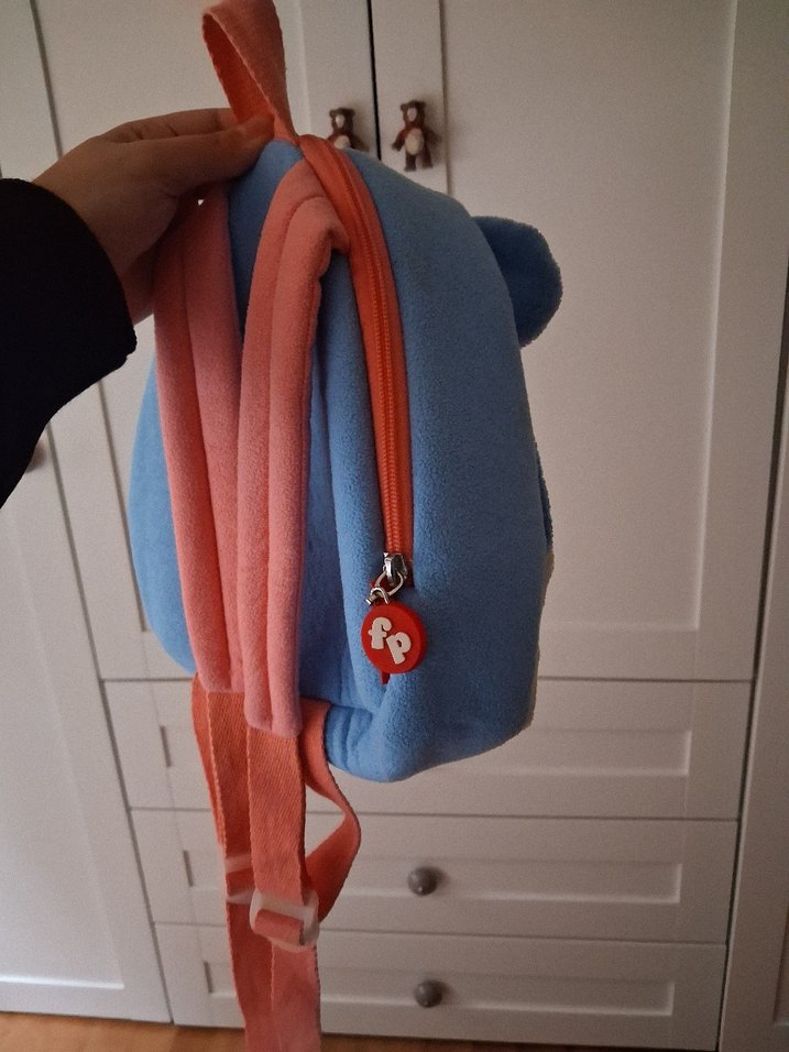 Çocuklar için renkli mavi peluş okul çantası - Görsel 3