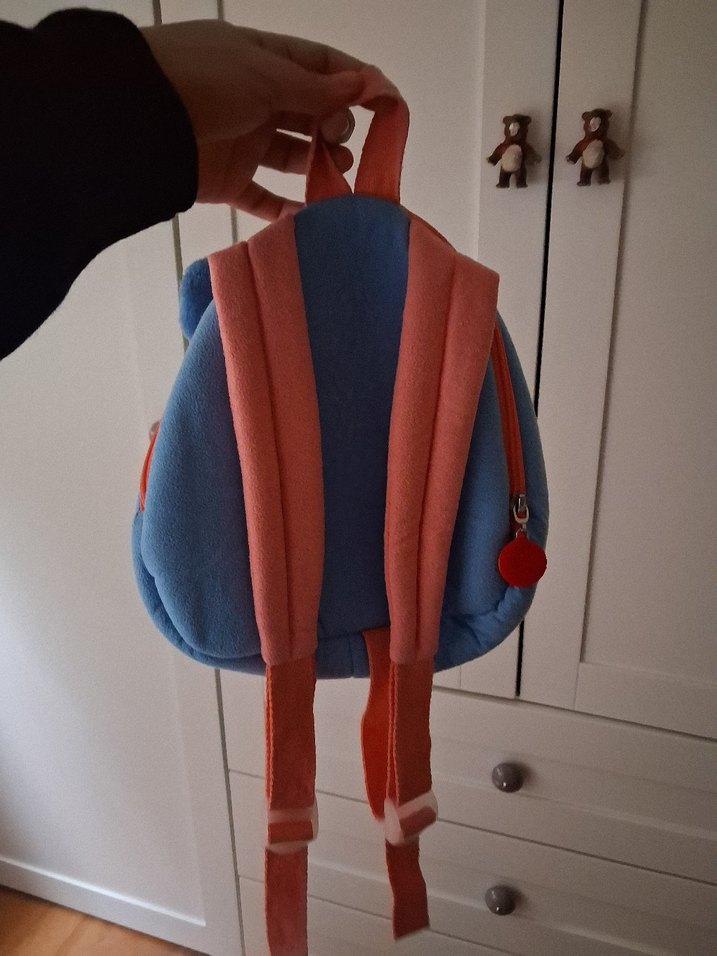 Çocuklar için renkli mavi peluş okul çantası - Görsel 2