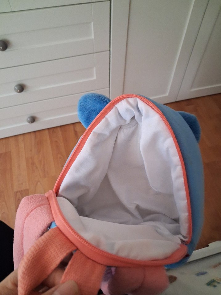 Çocuklar için renkli mavi peluş okul çantası - Görsel 4