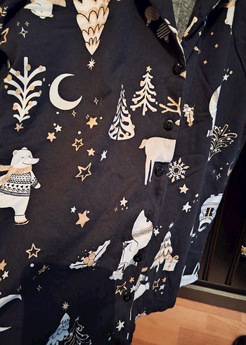 Siyah Desenli Kadın Pijama Takımı - Görsel 3