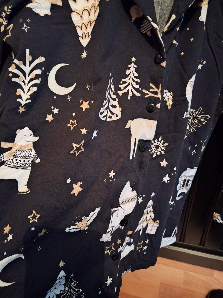 Siyah Desenli Kadın Pijama Takımı - Görsel 3