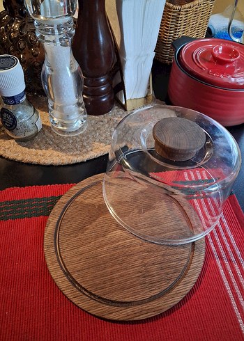 Şeffaf Kapaklı Ahşap Kek Standı - Görsel 4