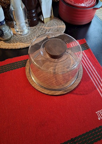 Şeffaf Kapaklı Ahşap Kek Standı - Görsel 3