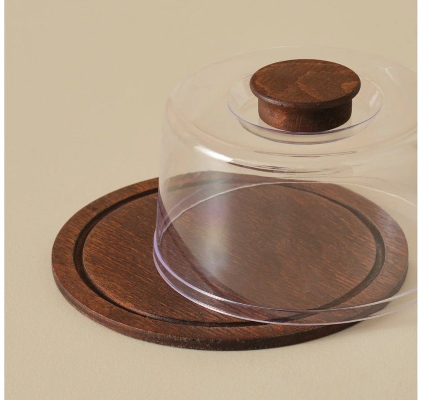 Şeffaf Kapaklı Ahşap Kek Standı - Görsel 2