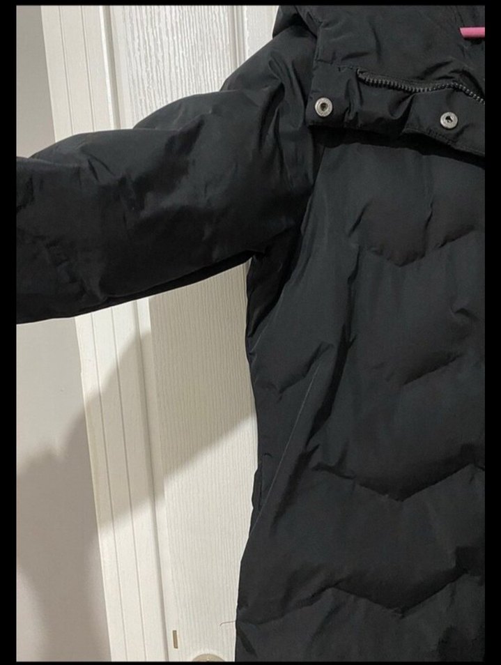 Siyah Uzun Düğmeli Kadın Kışlık Mont - Görsel 3