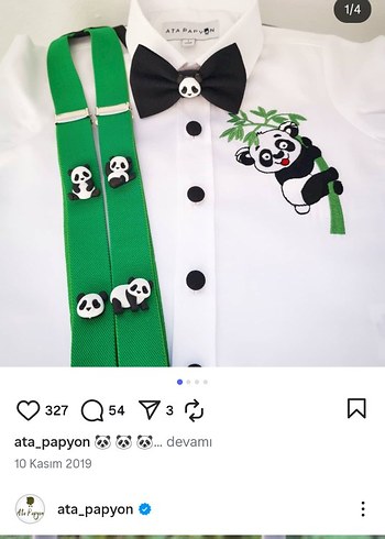 Çocuklar için baskılı düğmeli askı ve papyon seti