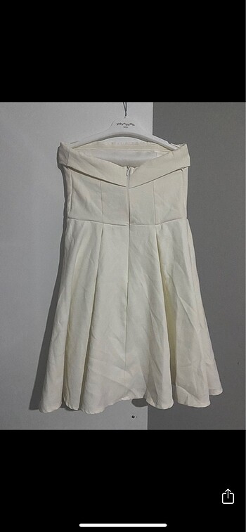 Beyaz Straplez Elbise - Görsel 2