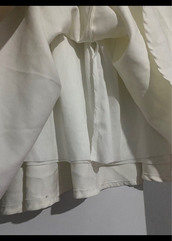 Beyaz Straplez Elbise - Görsel 3