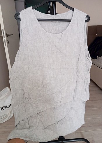 Opus Marka Gri  Salaş Kolsuz Midi Elbise - Görsel 2