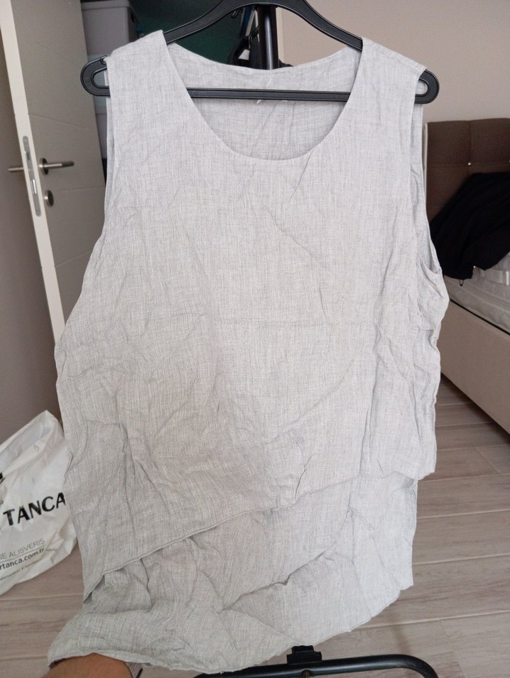 Opus Marka Gri  Salaş Kolsuz Midi Elbise - Görsel 2