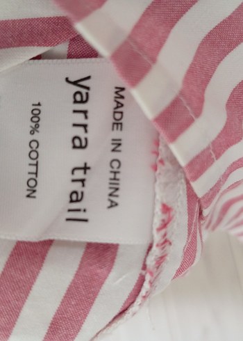 Yarra Trail Bordo Çizgili Pamuklu Uzun Kollu Kadın Gömlek - Görsel 4