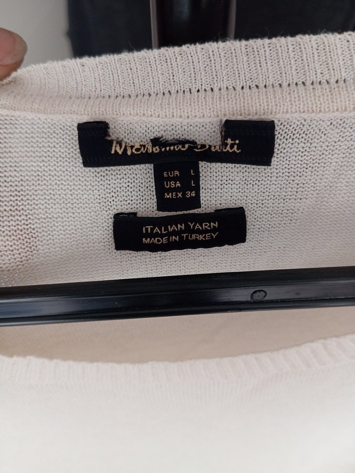 Massimo Dutti Koldan Yırtmaçlı Pamuklu Salaş Kadın L Beden Kazak - Görsel 4