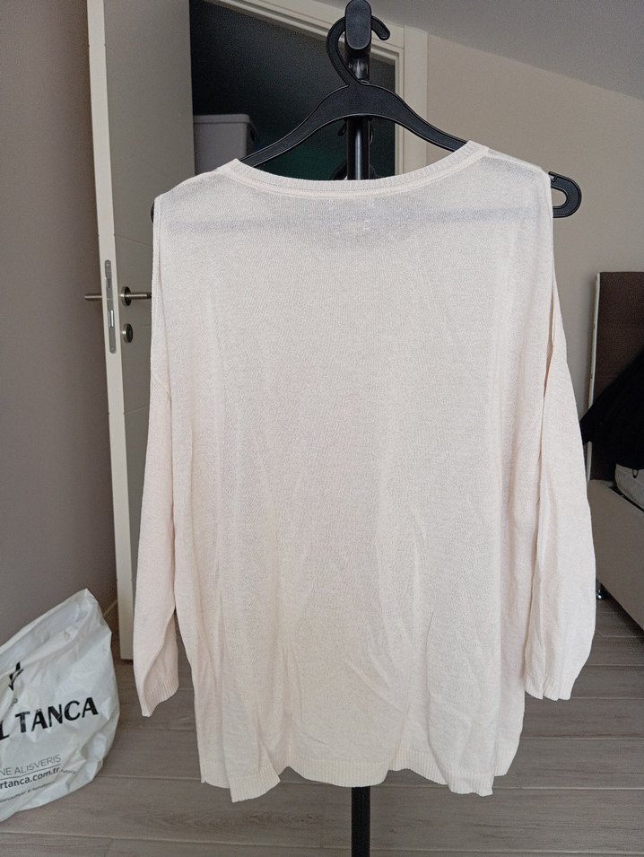 Massimo Dutti Koldan Yırtmaçlı Pamuklu Salaş Kadın L Beden Kazak - Görsel 2