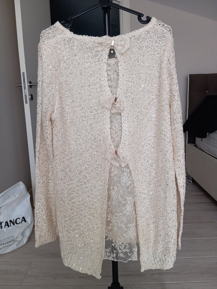 Nora.z Marka L Beden sırttan dekolteli Uzun Kollu Triko Kazak - Görsel 2