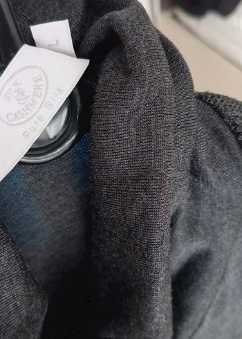 Silk n Cashmere %100 İpek Gri Kolsuz Balıkçı Yaka L Beden - Görsel 2