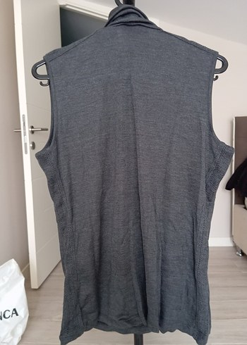 Silk n Cashmere %100 İpek Gri Kolsuz Balıkçı Yaka L Beden - Görsel 5