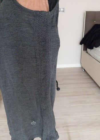 Silk n Cashmere %100 İpek Gri Kolsuz Balıkçı Yaka L Beden - Görsel 4