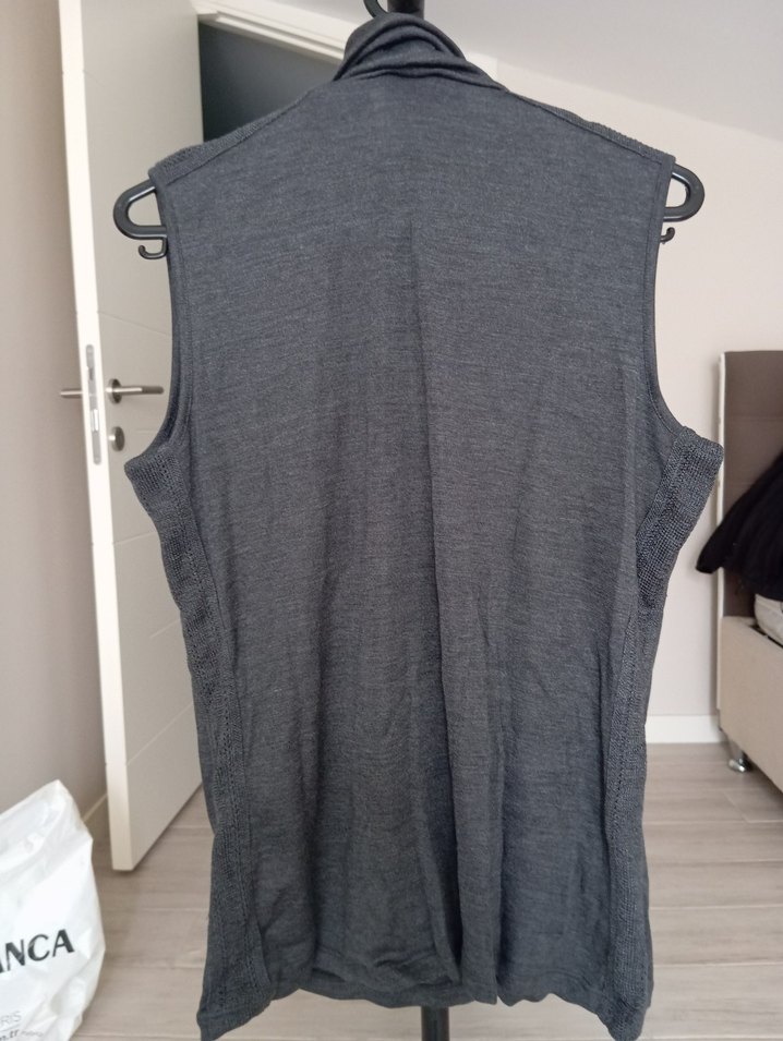 Silk n Cashmere %100 İpek Gri Kolsuz Balıkçı Yaka L Beden - Görsel 5