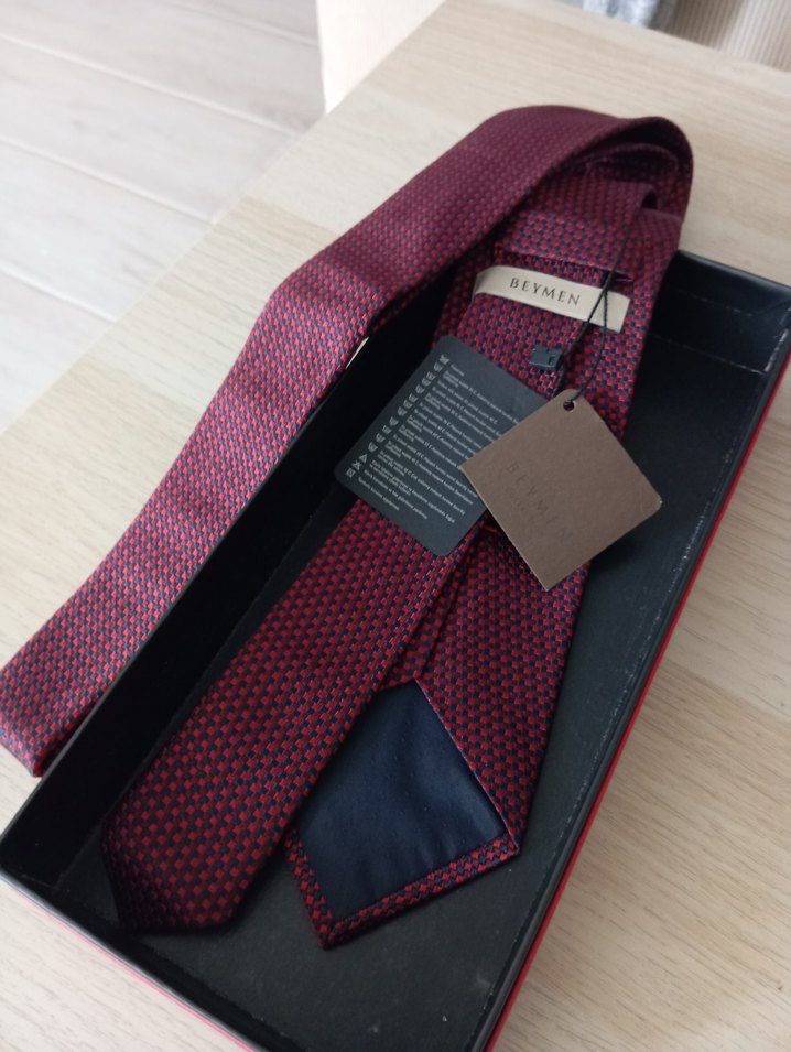 Beymen Etiketli Koyu Bordo Klasik Erkek Kravat - Görsel 5