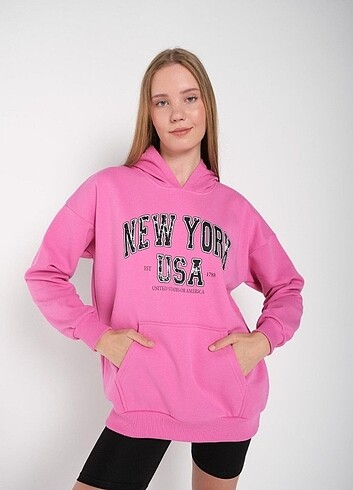 Pembe baskılı sweatshirt