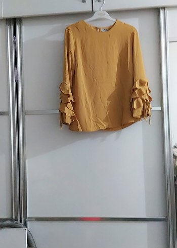 LC Waikiki Volanlı hardal Kadın Bluz