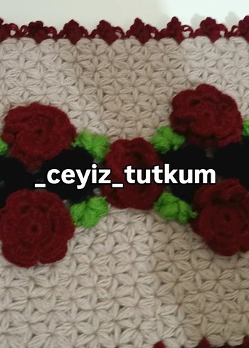 Bordo Çiçekli Örgü lif - Görsel 5