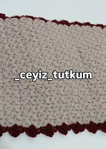 Bordo Çiçekli Örgü lif - Görsel 7