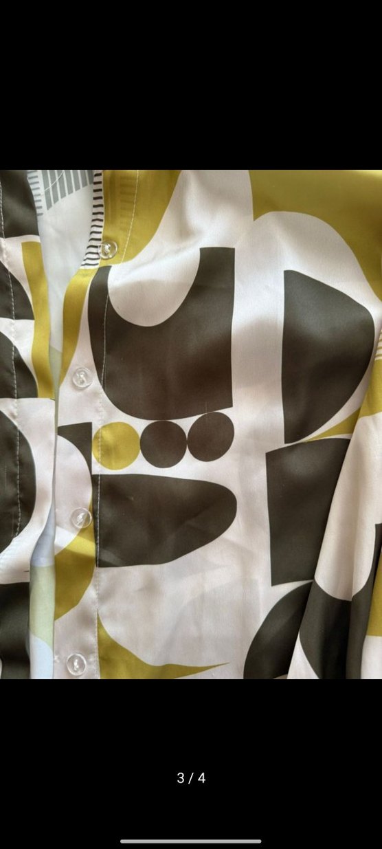 Düğmeli, Geometrik Desenli Kadın Mini Gömlek - Görsel 3